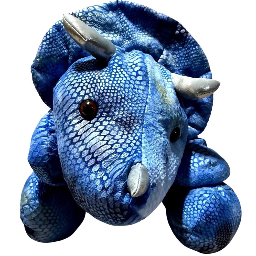 Dinosaur Triceratops Blue Reptile Scale Plush Large Stuffed Toy Sleeping 28 in
